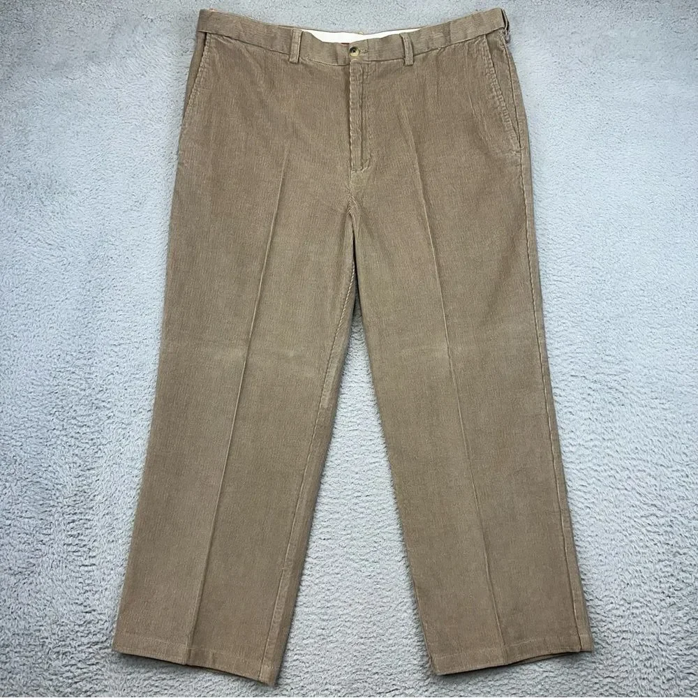Haggar Corduroy Pants Mens 40x29 Beige Classic Cotton Comfort Business **38x27**